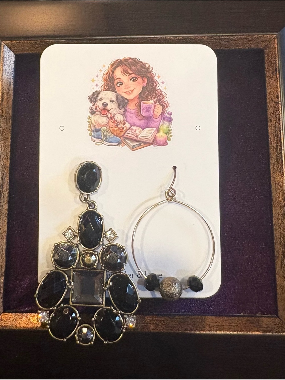 Found Family Set Black Rhinestone Statement Mismatched Earrings